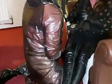 Mistress in Jodphurs and Gasmask with JOI and Boot Worship with U37722496
